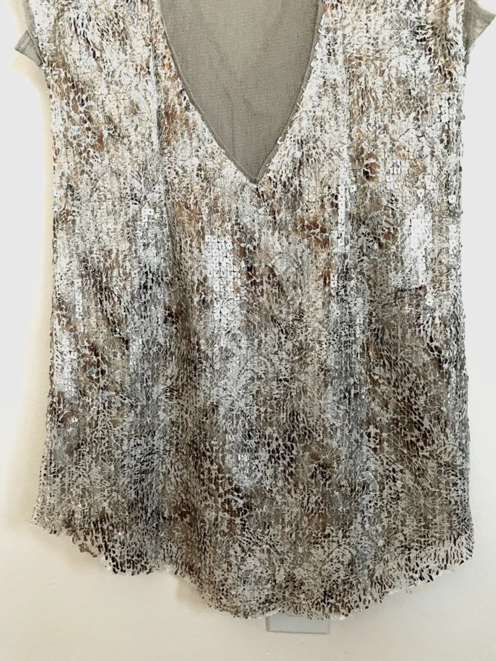 Free People Midnight Dreamer Shattered Glass Mini Dress Ivory Combo XS EUC
